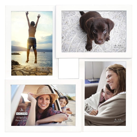 Malden - 4-Opening 4x6 Collage Picture Frame, Classic White Multi Photo Display Frame