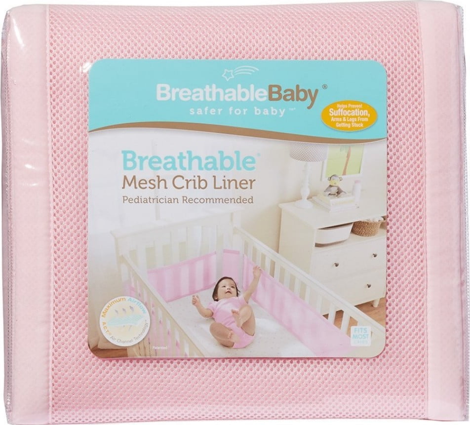 pink mesh crib bumper