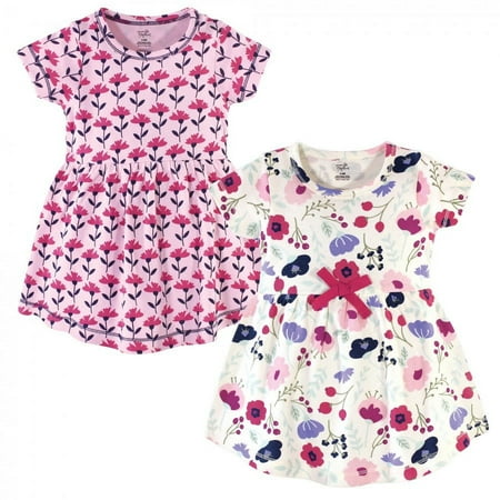UPC: 0660168610604 | Touched by Nature Baby and Toddler Girl Organic Cotton Short-Sleeve Dresses 2pk Pink Botanical 0-3 Months