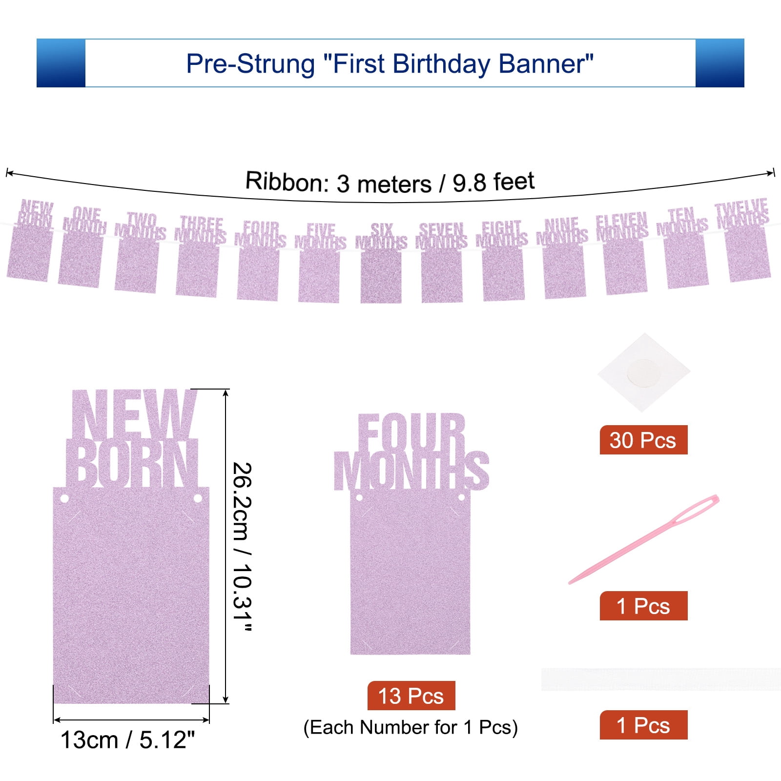 Unique Bargains 1st Birthday Photo Banner 1 To 12 Months Party Supplies Pink