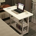 thumbnail image 5 of 3-Tier Metal Folding Desk with Adjustable Height - Expandable Tabletop with Storage Shelves & Casters, Space Saving White Study Desk for Home Office Bedroom Living Room, 5 of 8