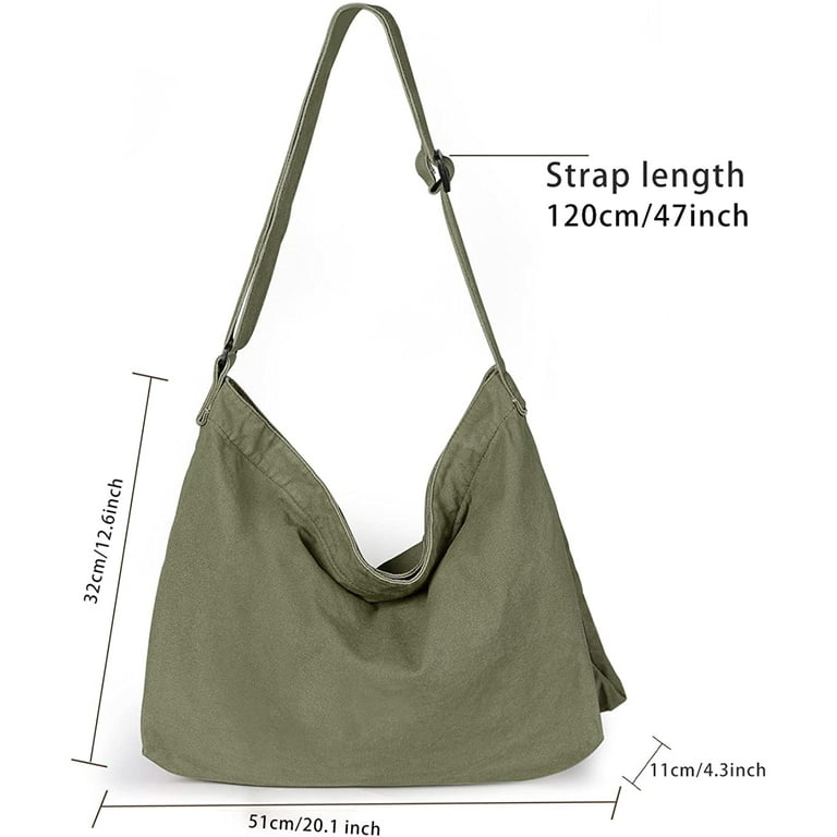 Canvas Hobo Bag, Shoulder Bag Unisex Canvas Crossbody Bag with Zipper and  Adjustable Strap Handbag Large Tote Bag 
