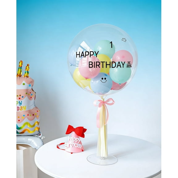 17-Piece DIY Birthday Bobo Balloon Set with Letter and Number Stickers colorful Latex Balloons, Birthday party decoration balloons
