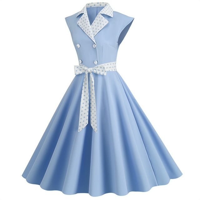 Uppada Robe de Thé Classique pour Femme à Manches Courtes Évasée Cocktail Robes de Fête Années 1950 Rétro Vintage à Pois Années 1950 Rockabilly Robe de Bal Midi Liquidation en Liquidation