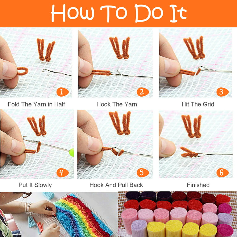 10 Pack Latch Hook Yarn Pre-cut Bundles Cutter Rug Yarn for Latch Hook Rugs  for Craft Sewing Knitting Black