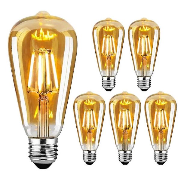 Bombilla vintage E27 St64 4w 3000k YONGSHENG 6 piezas vidrio ámbar