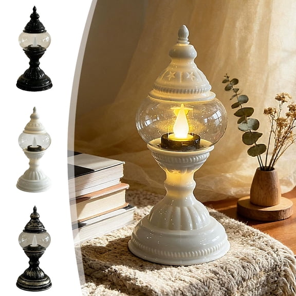 Steadline Vintage European Electronic Candle Lantern,Flameless Flickering LED Table Lamp,Embossed Decor Light For Bedroom Dining Table Wedding Banquet Holiday Party And Romantic Ambience Creation