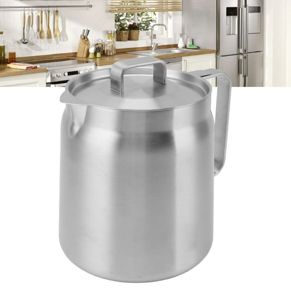 Stainless Steel Bacon Grease Container with Strainer for Farmhouse Kitchen