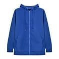 thumbnail image 6 of Manxivoo Zip Up Hoodie Women Womens Oversized Zip Up Hoodie Baggy Loose Zipper Hooded Sweatshirt Coat with Double Pockets Jacket Oversized Hoodie Blue, 6 of 9