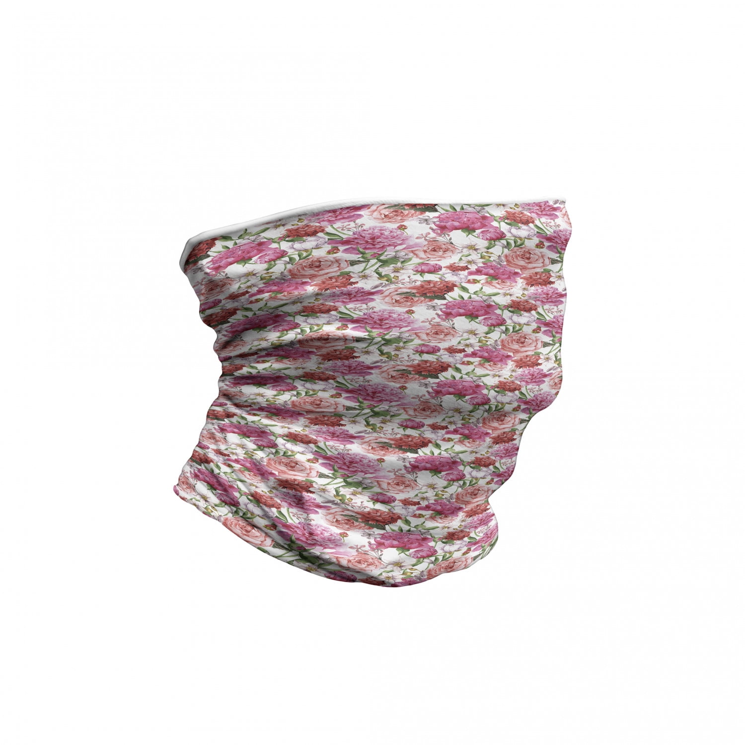 Ambesonne Shabby Flora Neck Gaiter, Spring Garden Roses, Unisex, Pale