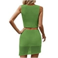 thumbnail image 4 of Njoeus Women's Summer 2 Piece Skirt Set, Womens Knit Crochet Sets Cami Crop Top and Short Skirt Bodycon Hollow Out Beach Cover Ups Outfits, 4 of 4