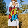 thumbnail image 2 of Robe Élégante Douce Pop Art Femme Coréenne Kawaii Col Carré Robe Colorée Rouge Jaune Noir, 2 of 4