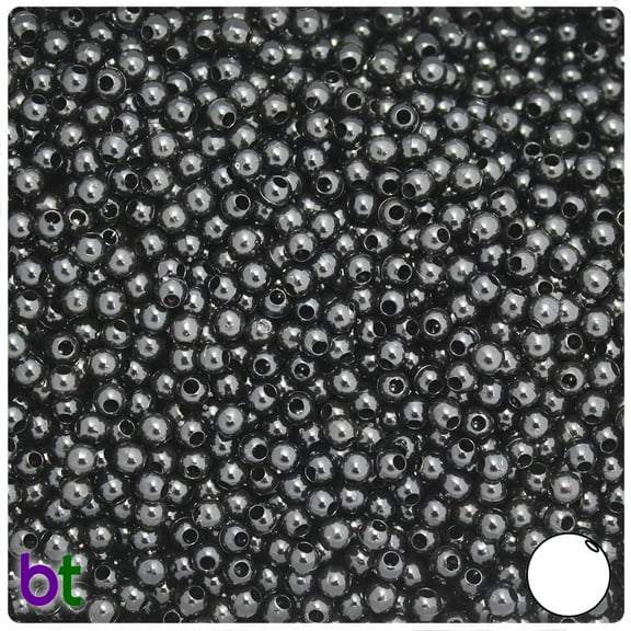BeadTin Black Pearl 4mm Round Plastic Beads (1000pcs)