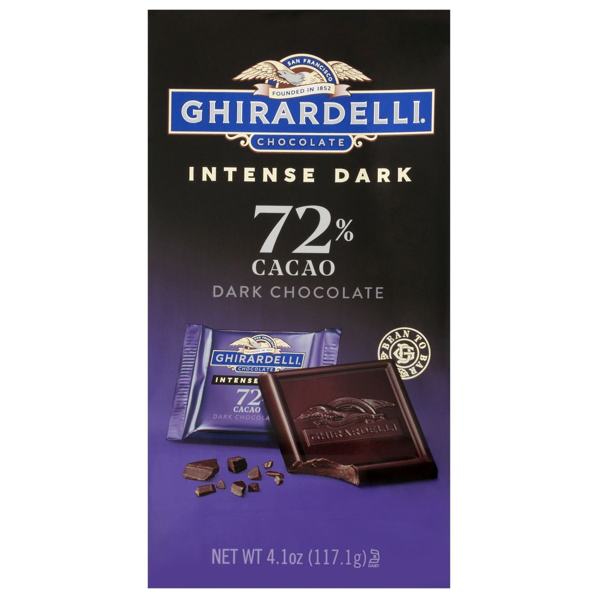 Ghirardelli Intense Dark Chocolate Squares 72% Cacao Candy Bag 4.1 oz - Pack of 2