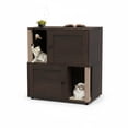 thumbnail image 3 of Garvee mueble de madera para 2 gatos con doble espacio para caja de arena, postes rascadores integrados y compartimentos ocultos, ideal para interiores, 3 of 8