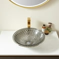 thumbnail image 3 of Vinnova Gandia 17.7in Cloudy Gray Finish Glass Round Over-Mounted Bathroom Vanity Vessel Sink Bowl, 3 of 8
