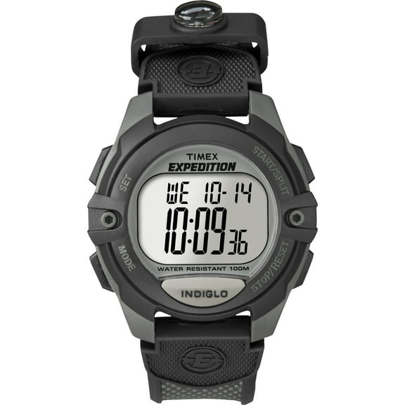 Timex Men's Expedition Digital CAT 41mm Watch – Gray Case with Black & Gray Resin Strap & Integrated Compass