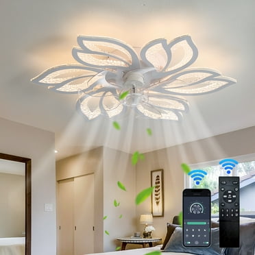 25.6” Ceiling Fan with Lights and Remote, Flush Mount Modern Indoor Ceiling Fans with 6-Speeds, Dimmable LED, 7 Blades for Bedroom Dining Room Living Room and Kitchen
