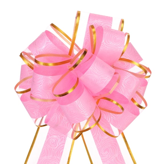 10pcs 6 Inch Large Pull Bow Gift Wrapping Bows Ribbon Organza Pink for Wedding Presents Christmas Party