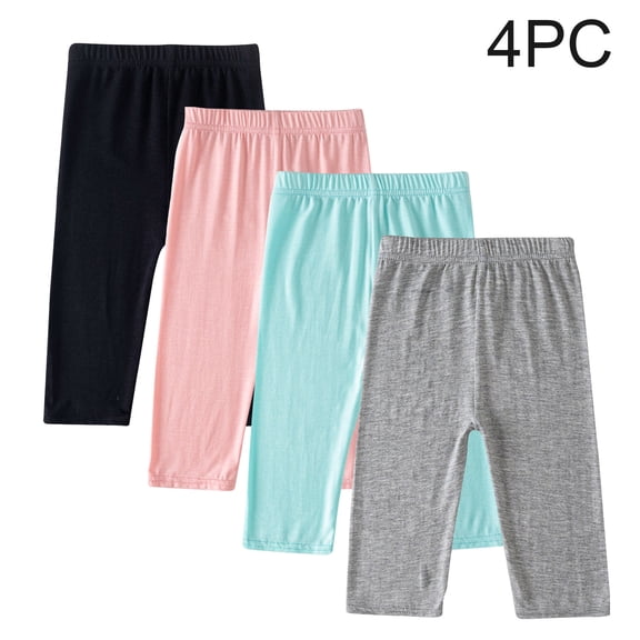Tawop Girls 4pc Capris Summer Cropped Pants Thin Capri Leggings for Girl