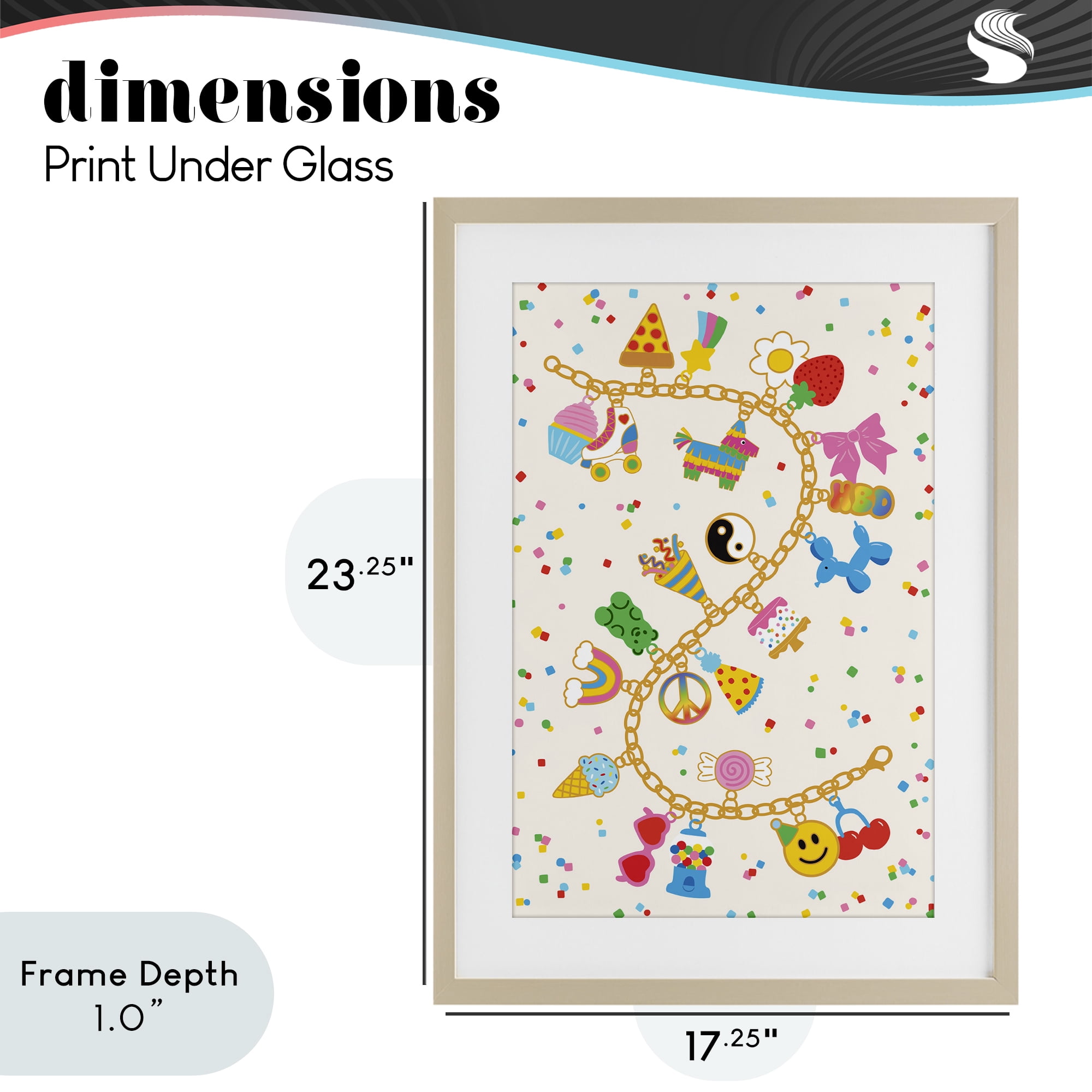 Stupell Industries Playful Party Charm Bracelet Birch Framed Print Under Glass, design by Nadia Hassan