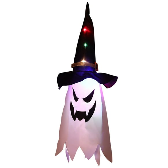 Lolmot Hanging Witch Halloween Decorations Halloween Led Lanterns Hat Hanging Lamp Ghost Face Ghost Lamp String Ghost Festival Horror Atmosphere Room Decoration Lamp
