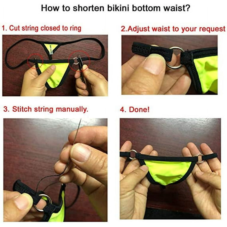 Women's Sexy Thong Bottom Two Piece Bikini Double Shoulder Straps