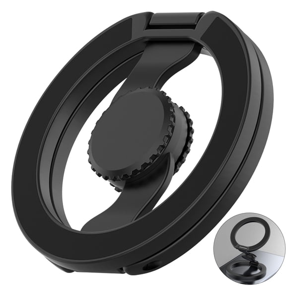 Dteck Magnetic Phone Ring Holder, Compatible with MagSafe, Double Adjustable Gym Finger Ring Grip, Removable Phone Grip,Black