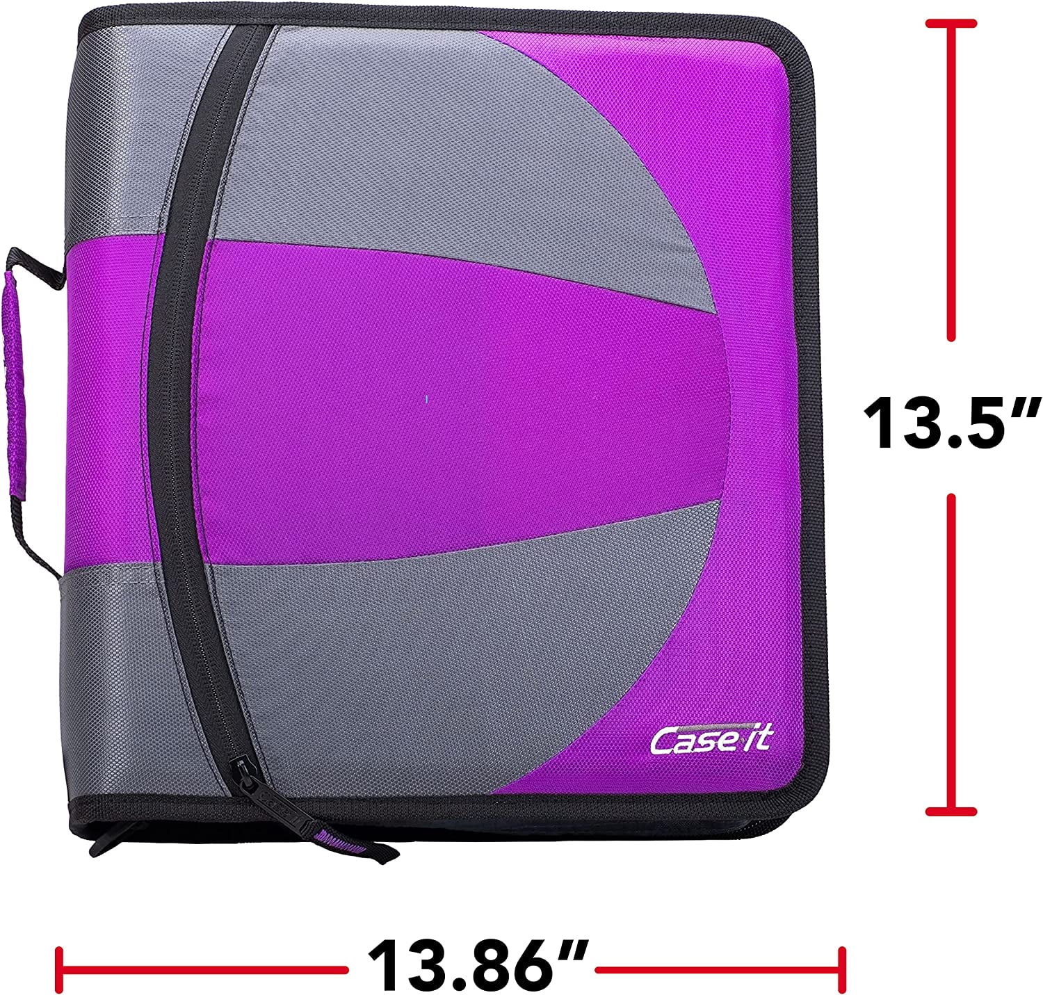 Case-it The Dual 2-in-1 Zipper Binder - Two 1.5 Inch D-Rings - Includes Pencil Pouch - Multiple Pockets - 600 Sheet Capacity - Comes with Shoulder Strap - Deep Purple Dual-101