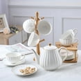 thumbnail image 4 of Ceramic Teapot Edges Tea Pot Ceramic Coffee Pot Milk Dispenser for Home (White), 4 of 8
