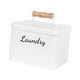 thumbnail image 2 of Contenedor de almacenamiento para cápsulas de lavandería con asa de madera y tapa para encimera, multiusos. Blanco, 2 of 9