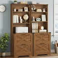 thumbnail image 5 of 2 Drawer File Cabinet with Lock, Wood Filing Cabinet fits Letter, Legal, A4 Size, Hanging File Folders, Farmhouse File Cabinets for Home Office with Adjustable Storage Shelf (Brown), 5 of 7