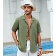 thumbnail image 3 of Men's Short Sleeve Linen Shirts Casual Button Down Shirt Summer Hawaiian Shirt with Pocket M, 3 of 8