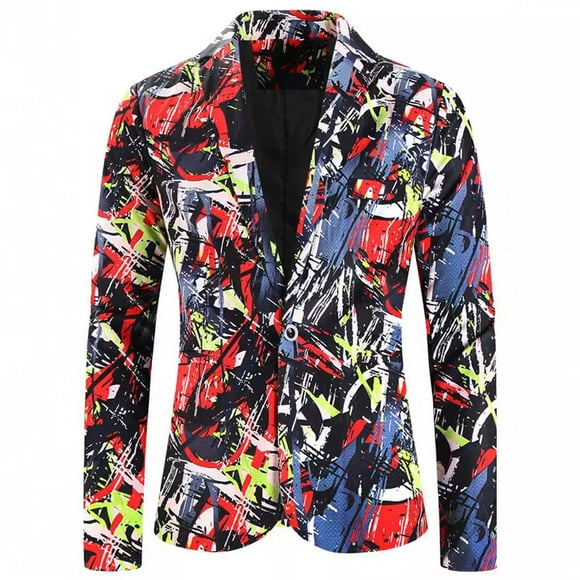 Pisexur Mens Suit Jacket Men's Suit Christmas Printed Breasted Casual Suit Men's Coat Mens Blazer Jacket Blazer for Men Sports Coat for Men