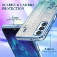 thumbnail image 5 of (3in1 for Samsung Galaxy A14 5G Phone Case Glitter Sparkly for Women Girls Sparkle Girly Bling Shiny Cover Cute Flowers Floral Design with Ring Pretty Blue Cases for Samsung A14 5G 6.6'', 5 of 11