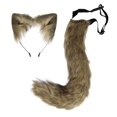 thumbnail image 1 of Womens Halloween Costumes Cosplay Clothes Gothic Style Suit Simulation Plush Animal Ears And Tail Collar Two-Pieces Set, 1 of 2