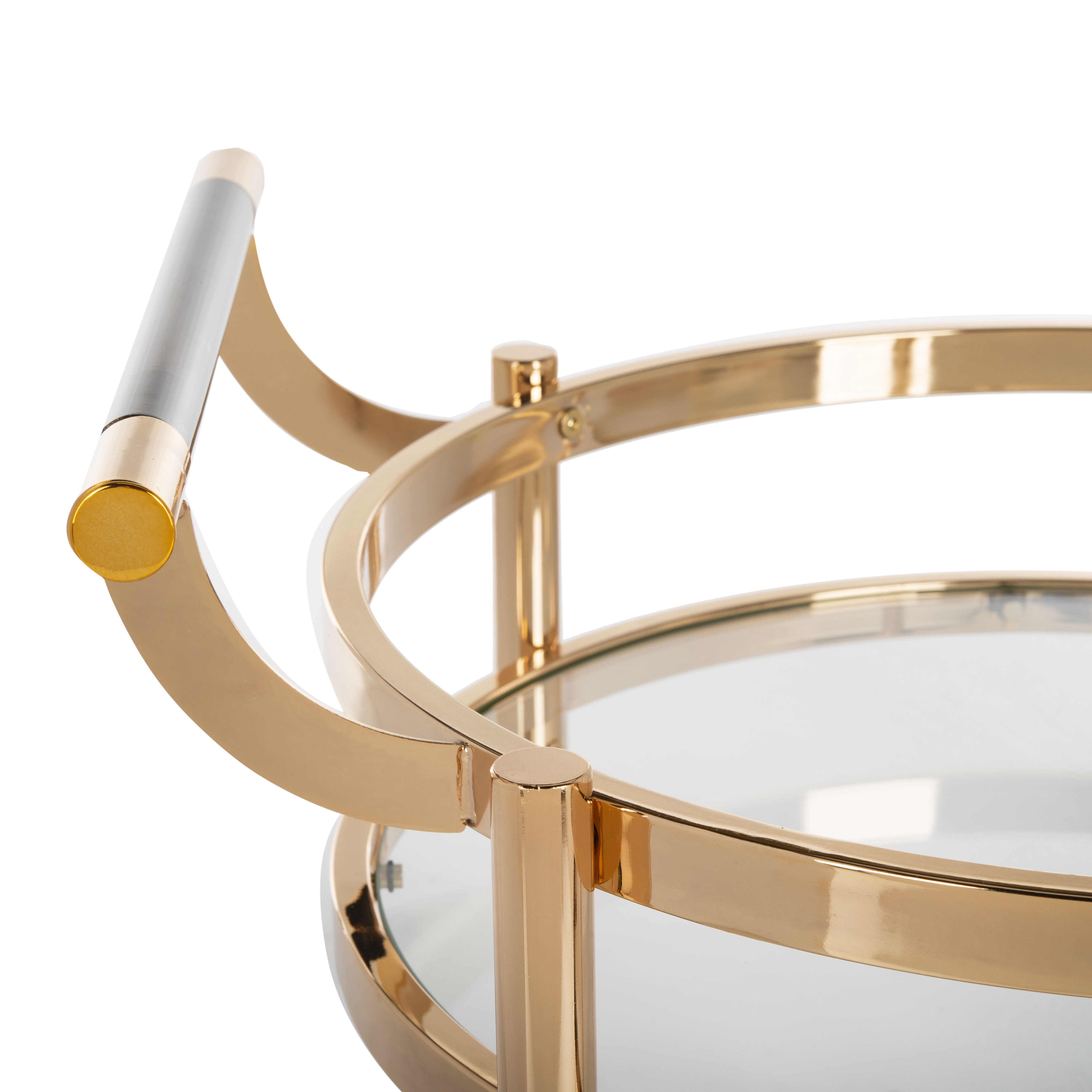 SAFAVIEH Sienna 2 Tier Modern Glam Round Bar Cart with Casters, Gold