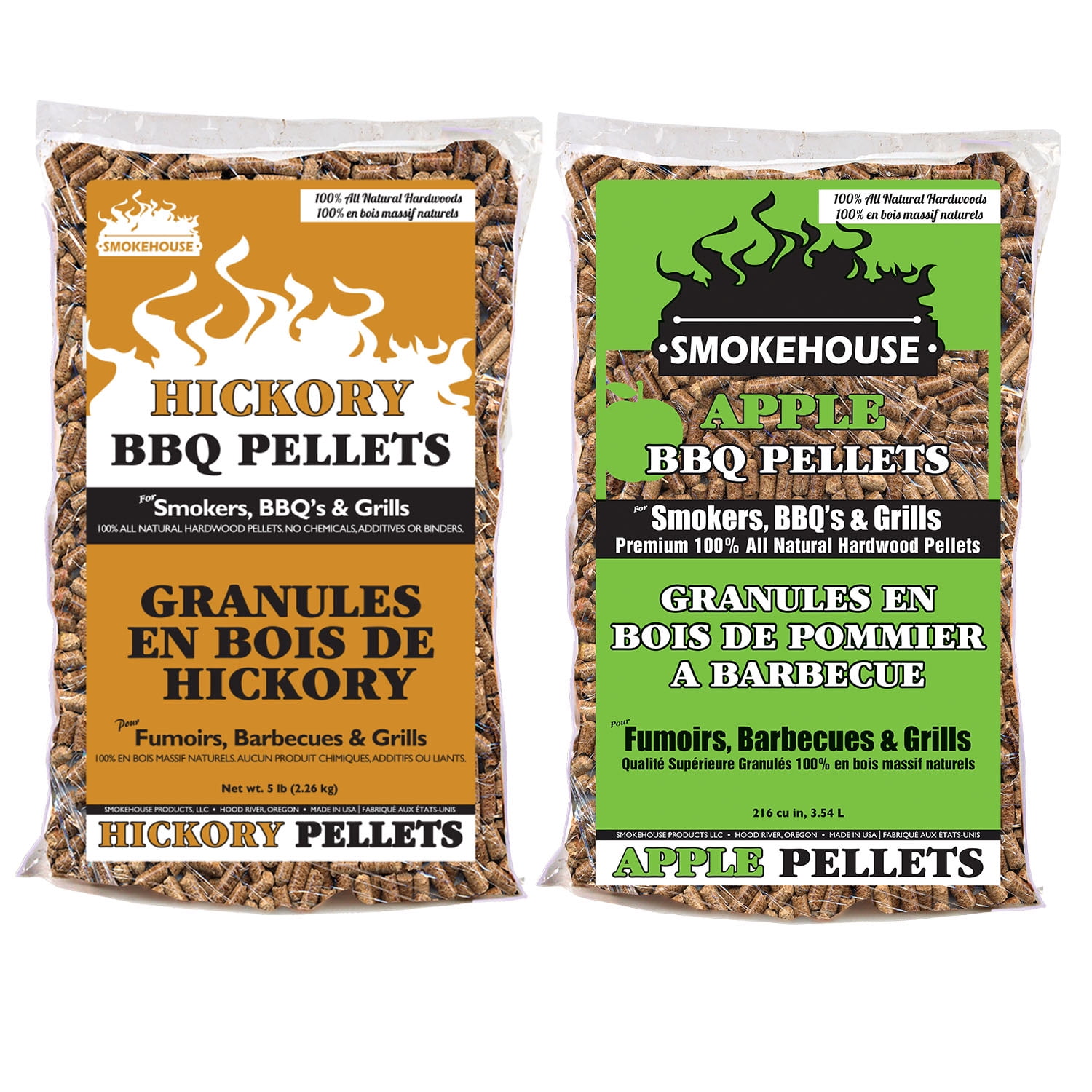Smokehouse BBQ Pellets 2Pack 5lb Bags Hickory and Apple