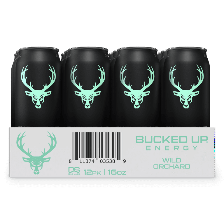 Bucked Up Energy Drink, Blue Raz, 12 Cans, 16 oz, 300 mg Caffeine 
