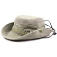 thumbnail image 3 of Men Cotton Embroidery Hat Outdoor Sun Protection Wide Brim Foldable Boonie Bucket Hat, 3 of 6