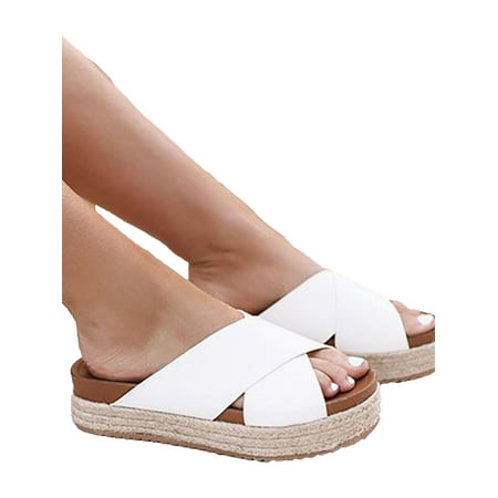 Women's Summer Chunky Platform Wedge Flatform Sandals Slider Shoes ...