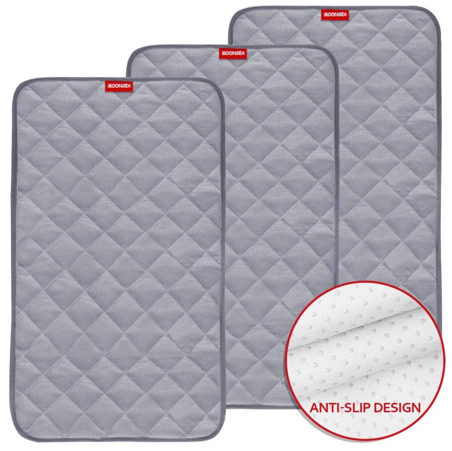 Waterproof Changing Pad Liners Bamboo Terry Quilted with NonSlip Back