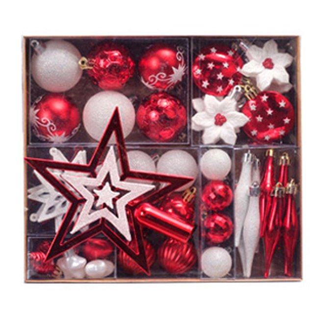 Juego de adornos colgantes para árbol de Navidad, 58 Uds., bolas de Navidad irrompibles coloridas, colgante de estrellas