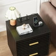thumbnail image 5 of Alohappy Night Stand with Charging Station, Bedside Table with 2 Drawers, Mid Century Modern End Table, Bed Side Table with USB Ports and Outlets, Nightstand for Bedroom, Black 1pc, 5 of 17