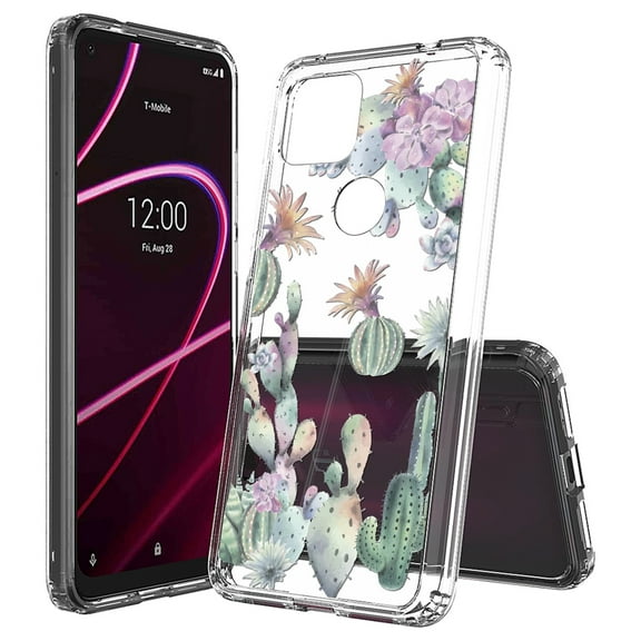 Beyond Cell compatible with T-Mobile Revvl 5G (2020) Case,, Transparent Clear Shock Absorption Cushion Bumper Corner Soft TPU   PC Cover Watercolor Cactus