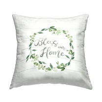 Stupell Industries Bless Rustic Botanics Wreath Decorative Printed Throw Pillow Design by Carol Robinson.