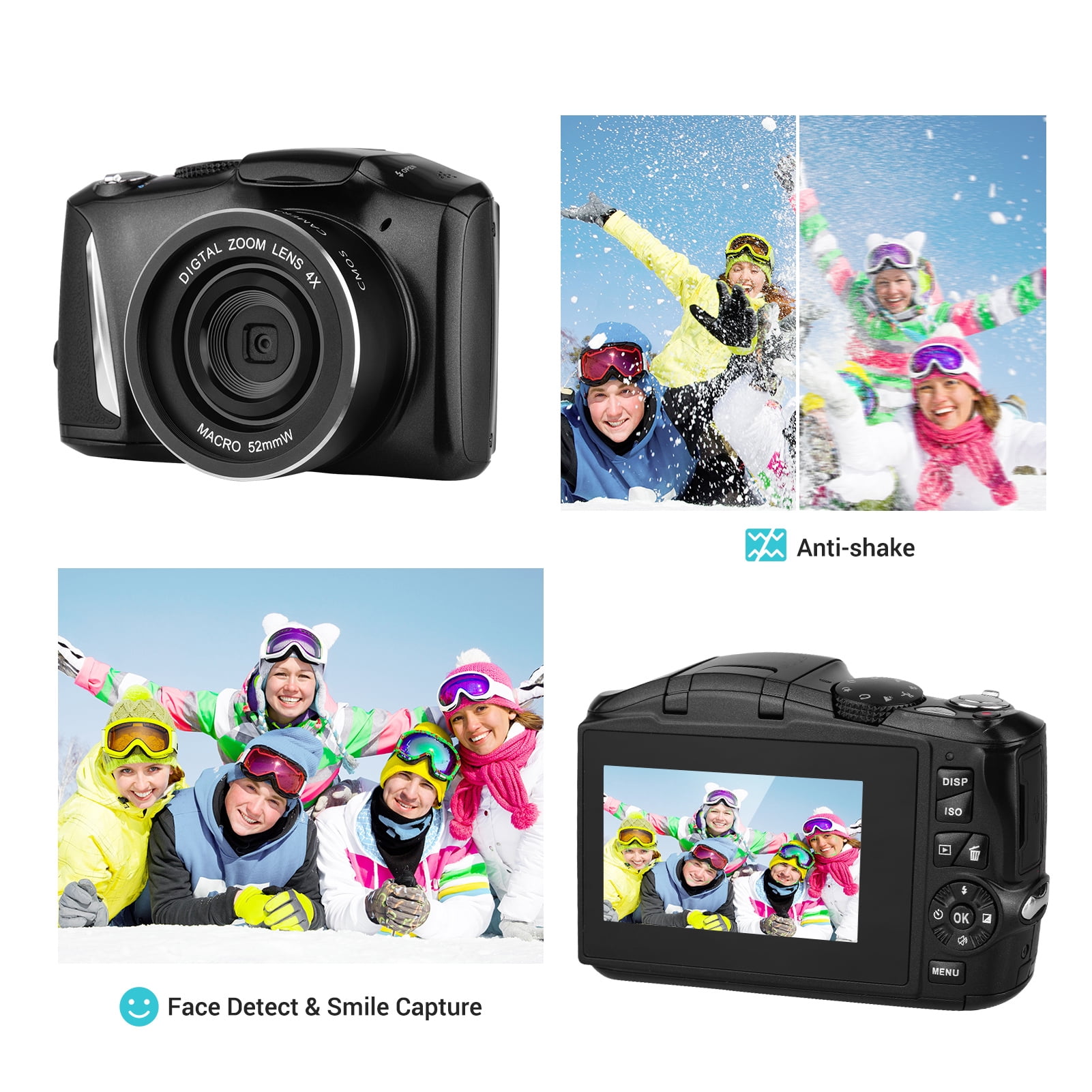 Mixfeer Multifunctional Digital 4K 16x 48MP Video Camcorder with 2 Batteries, Black