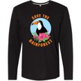 thumbnail image 3 of Inktastic Save the Rainforest Toucan Illustration Long Sleeve T-Shirt, 3 of 5