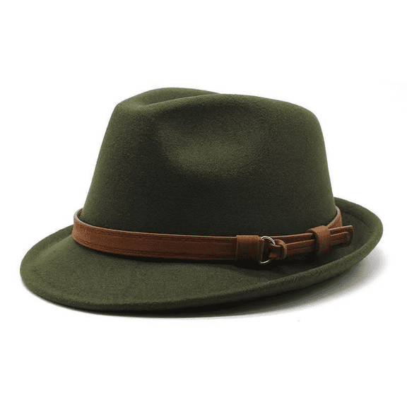 Avaner Men's Classic Manhattan Felt Fedora: Jazz Fedora Hat with Belt Buckle Accent, Short Brim for Business Casual Retro Style, Unisex