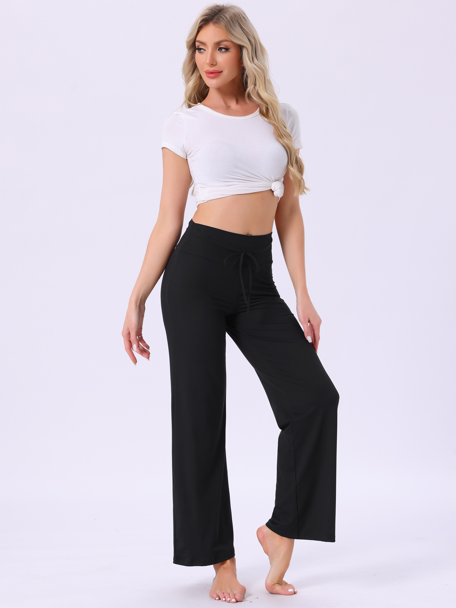 DARING DIVA Women's Casual Wide Leg Drawstring Sweatpant XL Black